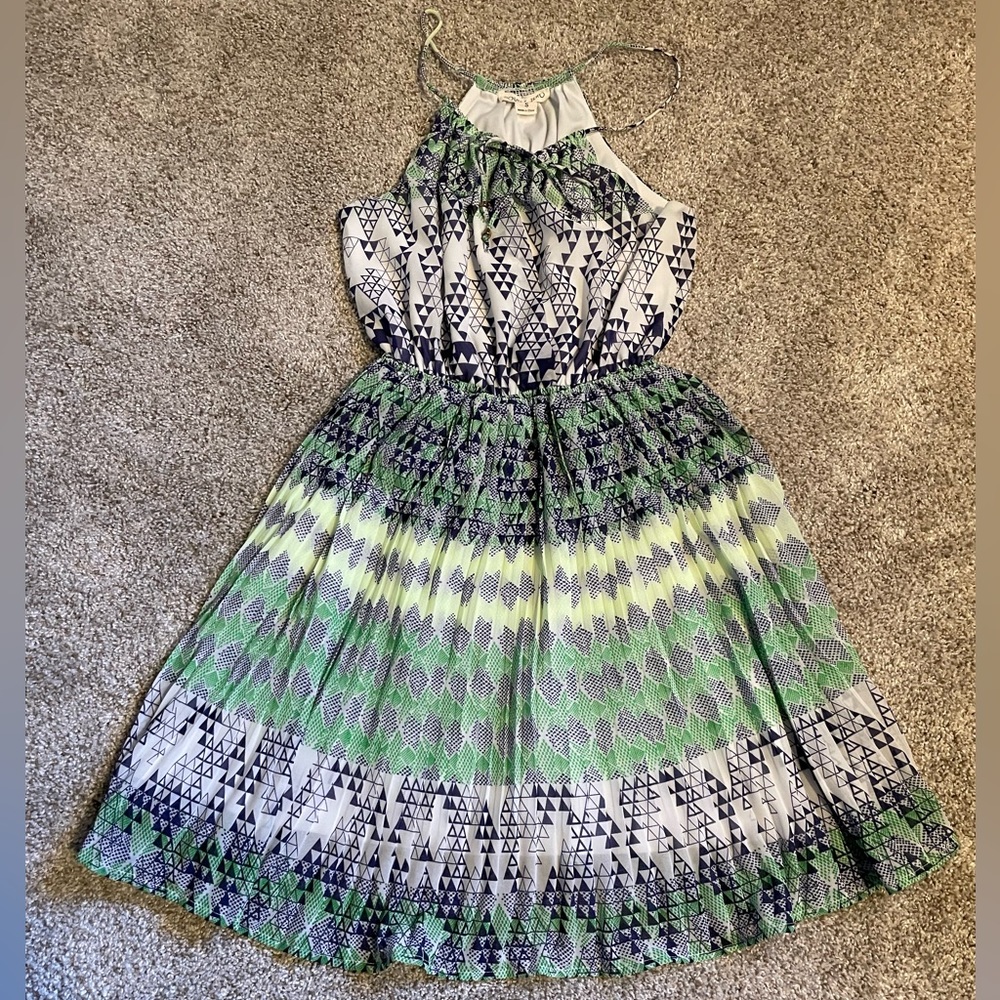 Double Zero thin-strap geometric sundress, short-mid length, lightweight!